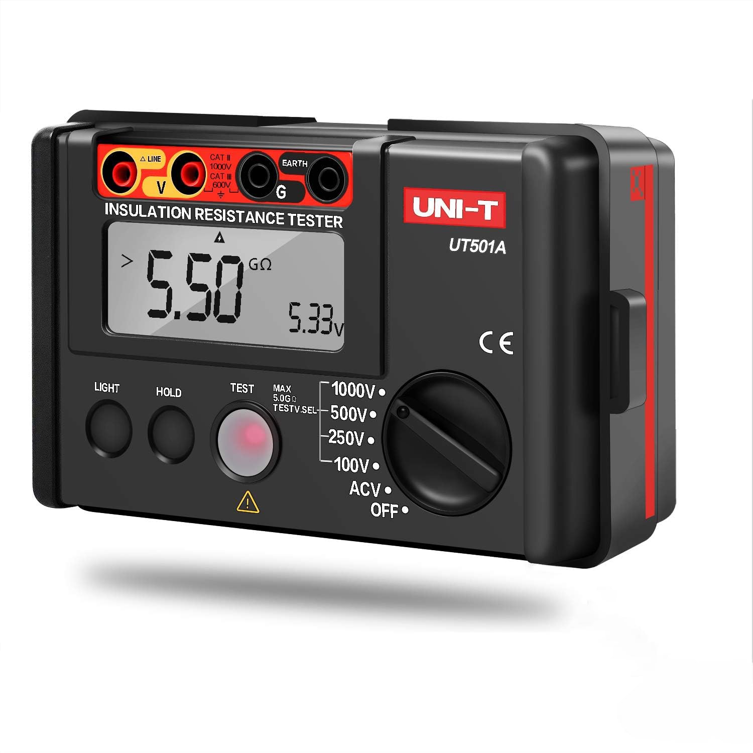 

UNI-T UT501A Digital Insulation Meter with LCD Backlight for 100V, 250V, 500V, and 1000V Applications