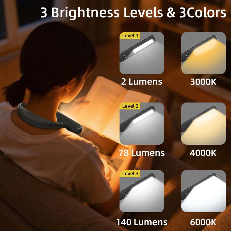 Wearable Neck Light Flexible Gooseneck LED Reading Lamp Long Lasting Rechargeable Birthday Christmas Gift for Book Lovers