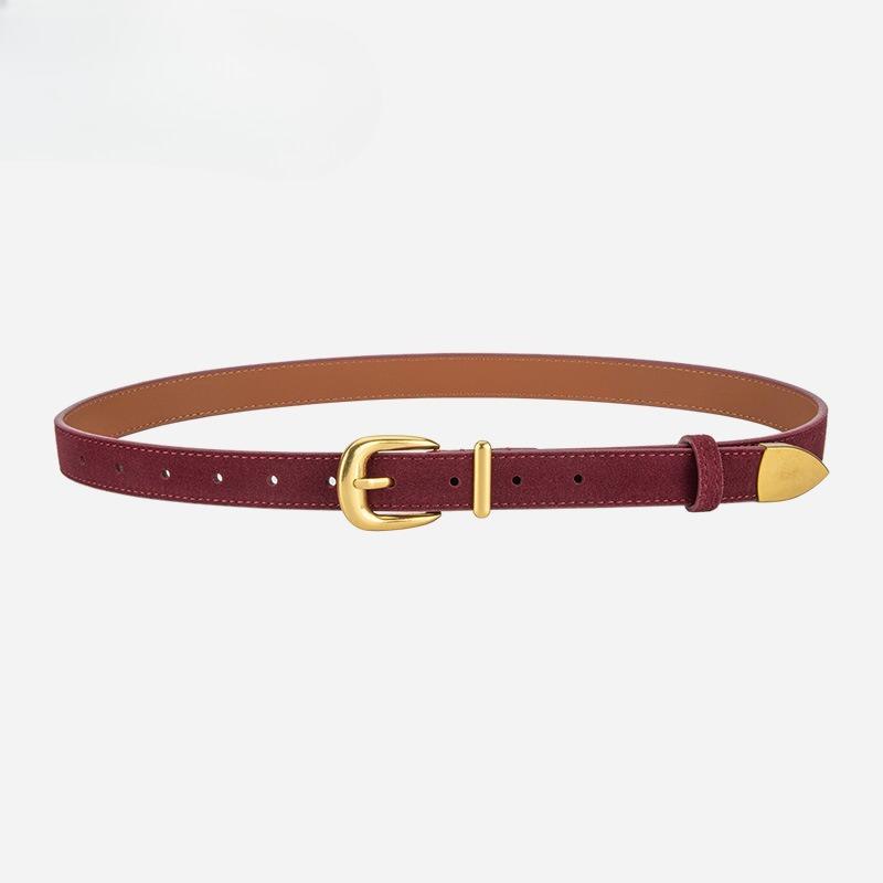 Frosted Reverse Velvet Women's Genuine Leather Belt Pin Buckle Versatile Jeans Casual Pants Decorative Belt Women's Style