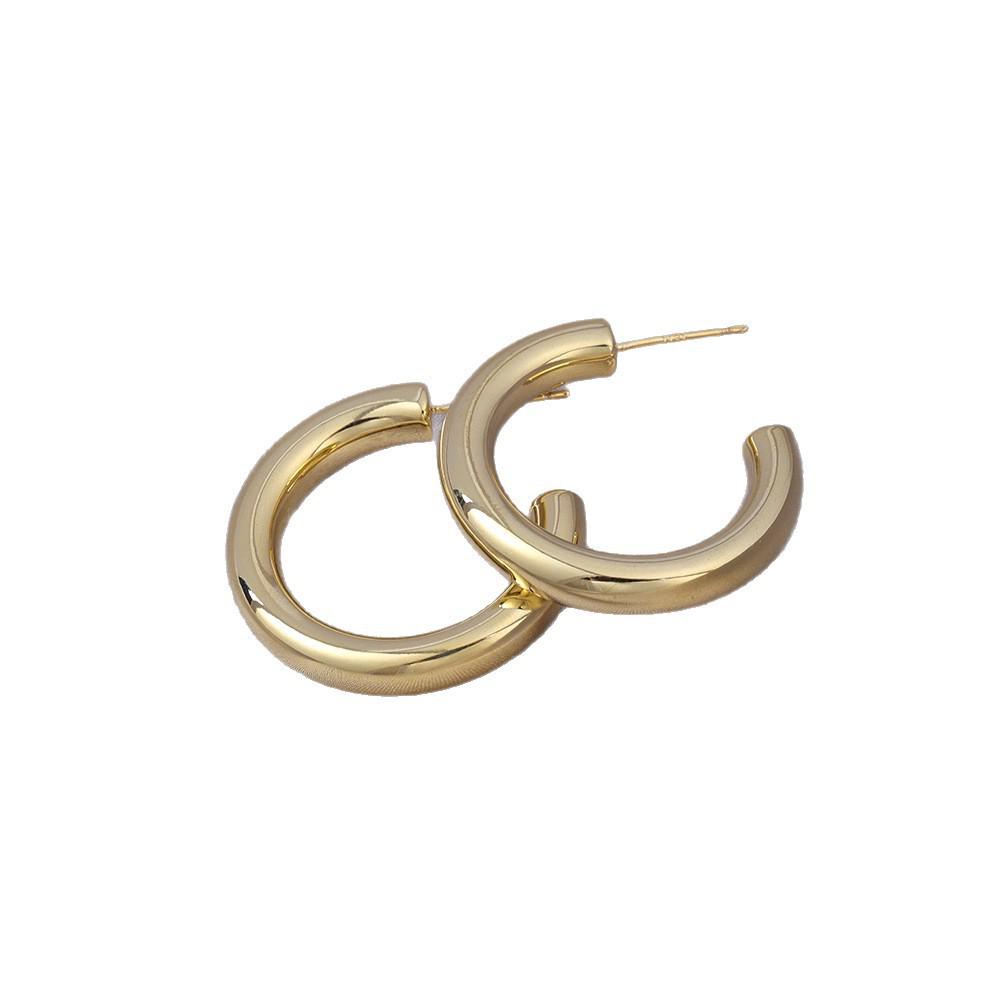 Retro Hong Kong Style Gold Plated Hoop Earrings - Versatile Cross-Border Fashion Studs