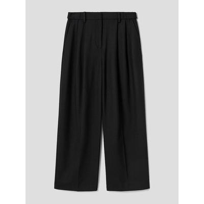 Wool Blend Buckle Pants Black