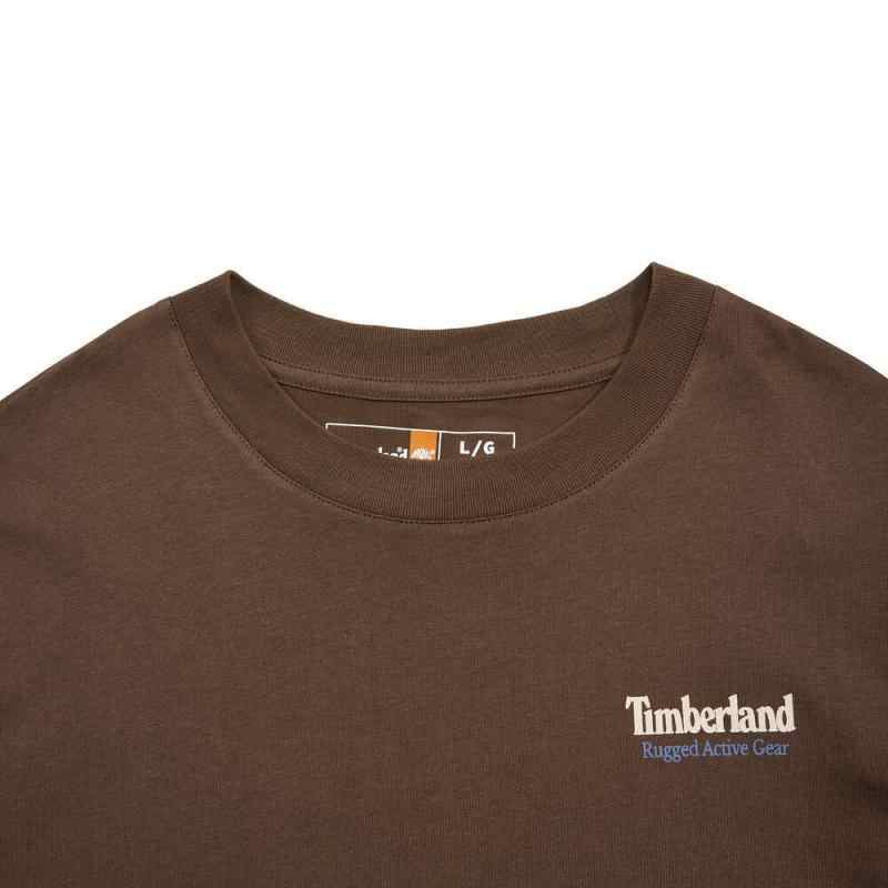 Timberland Logo Round Neck Breathable T-Shirt Men Tops Dark-Brown A69E3-BK0