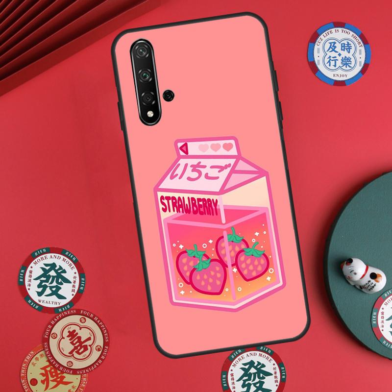 Cute Strawberry Milk Box For Huawei Nova 5T 10 9 SE 7i 8i 11i 12i Y73 Y90 Y70 Y72 Y61 Y91 P60 Pro P30 P40 Lite Case