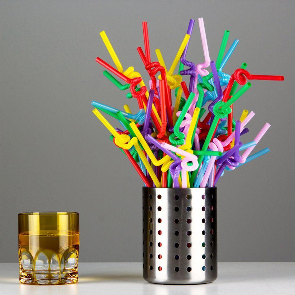 

Tube Elbow DIY Straight Bar Decor Disposable Home Long 100pcs Fruit Juice Straws Party Plastic