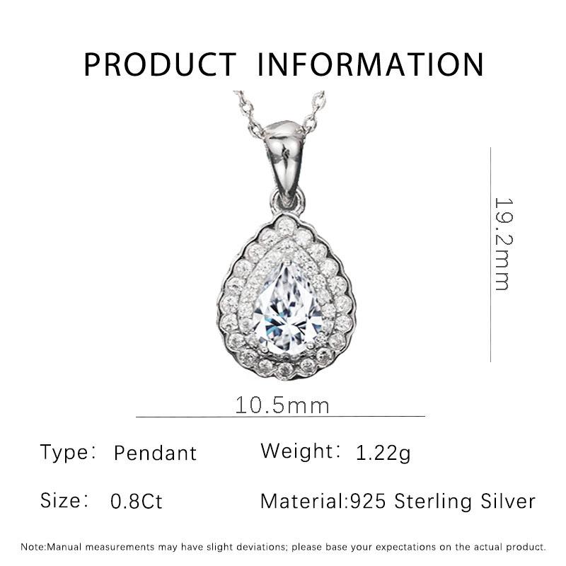 S925 Sterling Silver Moissanite Water Drop Pendant Necklace for Women - Versatile & High-End Jewelry