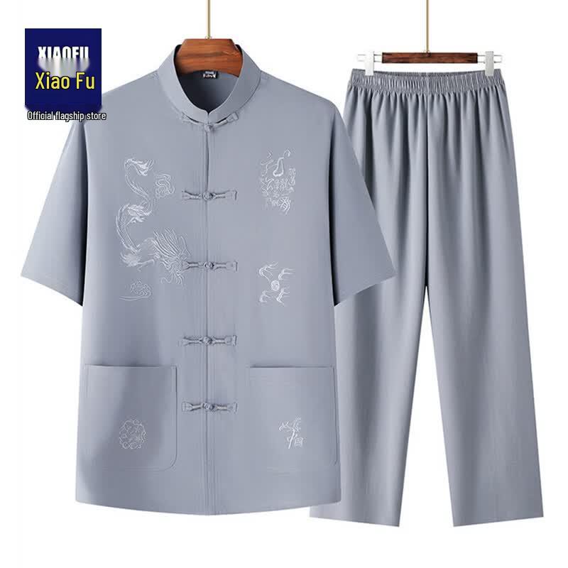 Men s Chinese Style Short-Sleeve Tang Suit Set 190/44