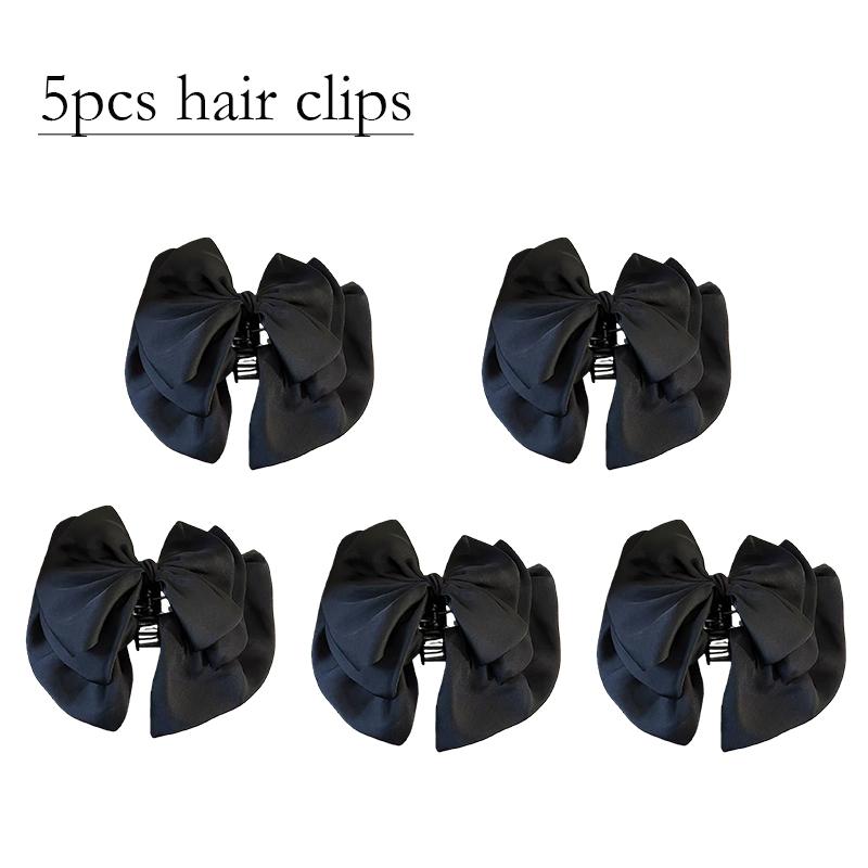 5pcs/set Women Hair Bows,Silky Satin Hair Clips for Girls,oversized Long Tail Hair Clips,large Cute and Aesthetic Hair Barrettes