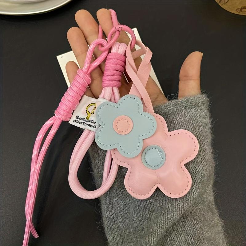 Trendy PU Leather Sunflower Bag Pendant Contrasting Cartoon Five Petal Flower Fashion Bag Pendant Women
