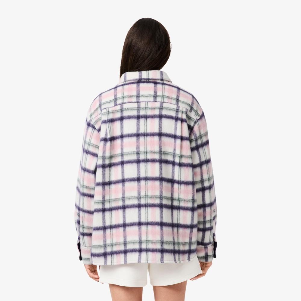 [Lacoste] Women's Shirt-Style Wool Check Outerwear BF8435-55NAI9