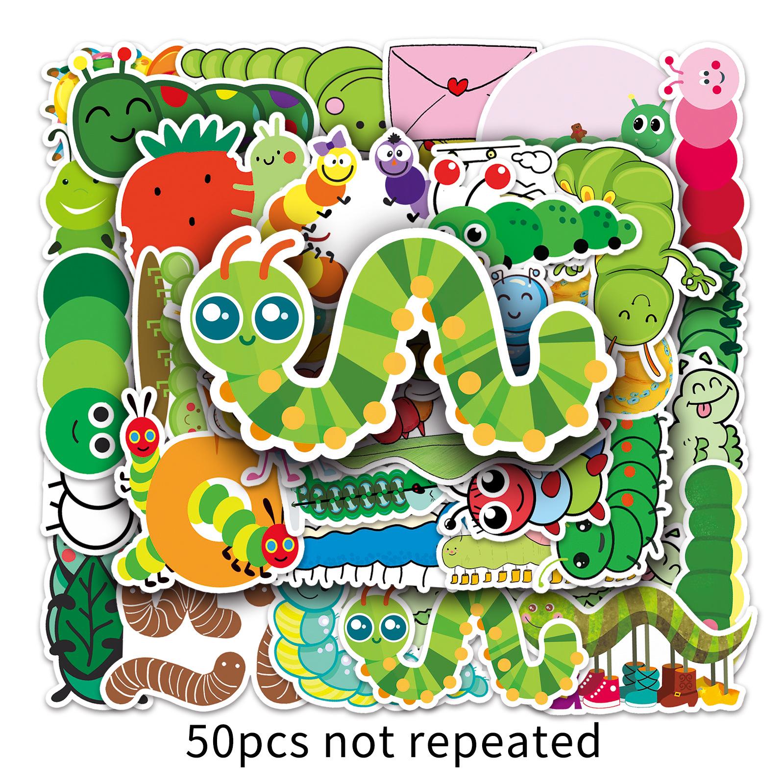 50PCS Waterproof Caterpillar Cartoon Animal Stickers for Kids DIY Projects