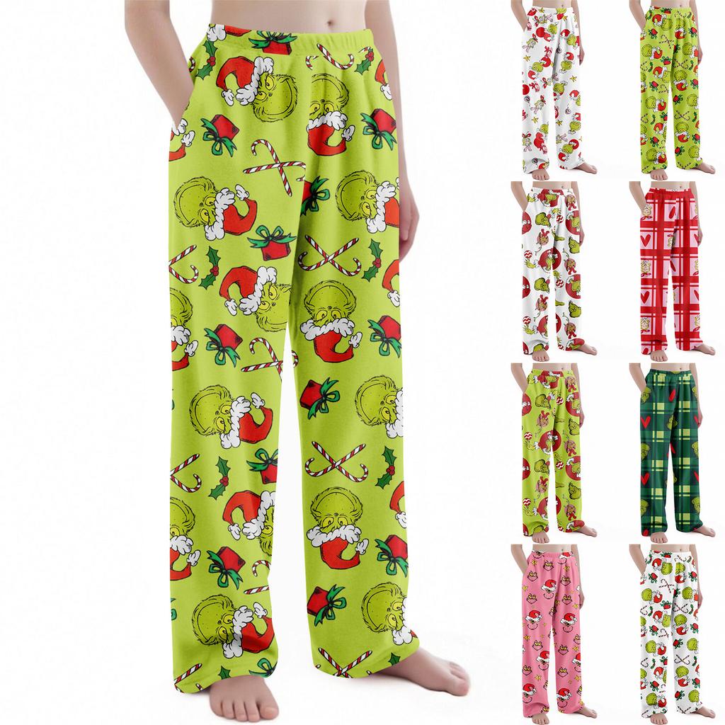 Dětské vánoční kalhoty s potiskem plyšové ležérní kalhoty