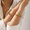 Gold and silver color-block bracelet, light luxury minimalist hand jewelry, premium titanium steel bracelet accessory