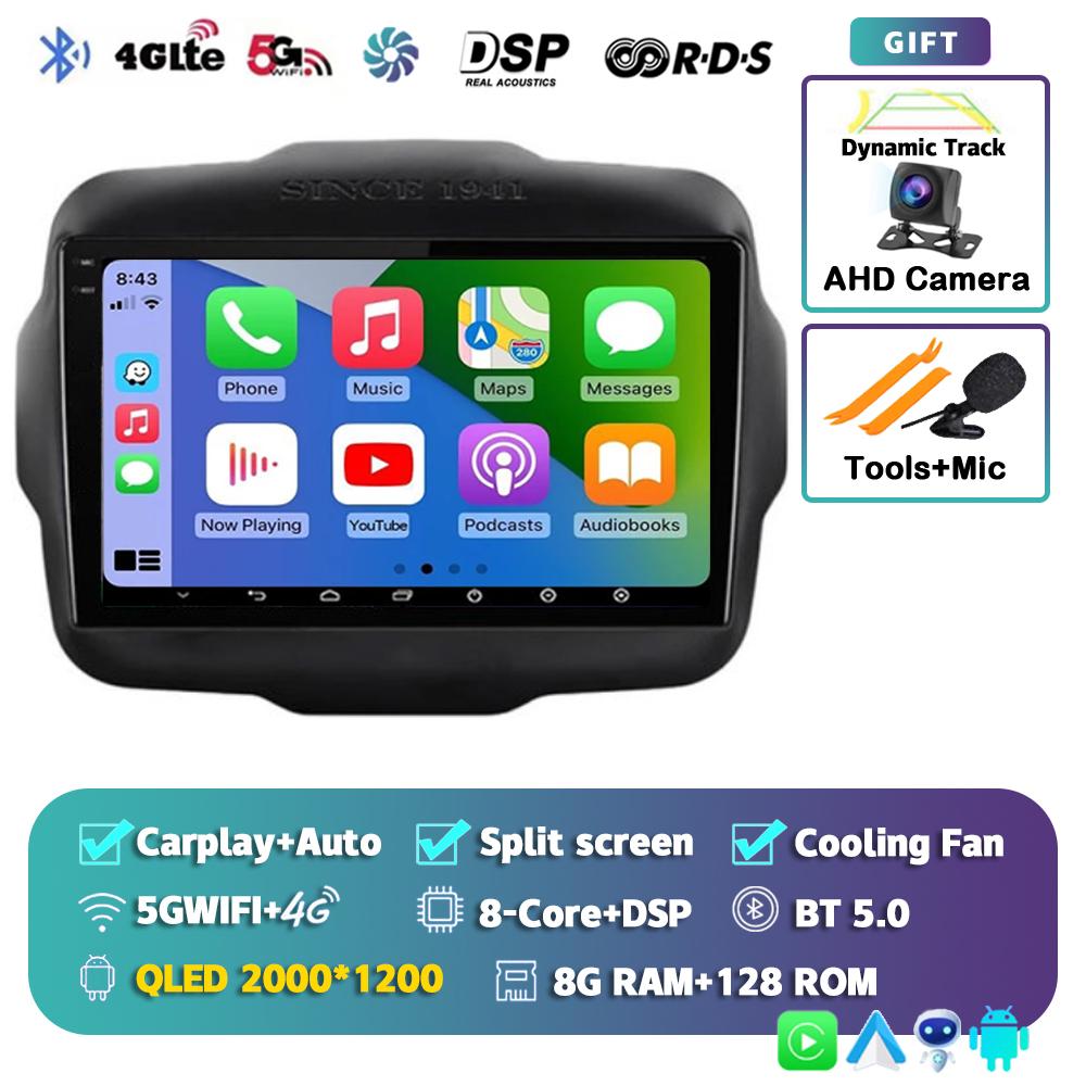 Android 14 Carplay Auto Car Radio For Jeep Renegade 2016-2020 GPS Navigation Multimedia Video Player Autoradio Stereo WIFI+4G BT