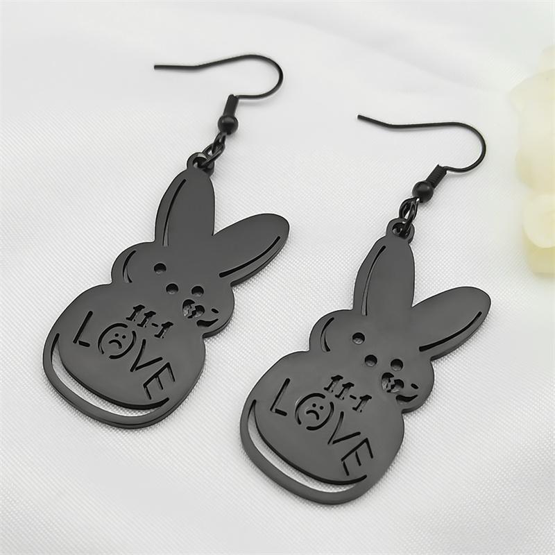 Kpop Lil Peep Rabbit Sad for Love Couple Drop Earring for Women Stainless Steel Gold Color Music Fans Earring Jewelry E3624S01