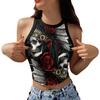Halloween costume new summer skeleton skull digital printing fashion short vest top