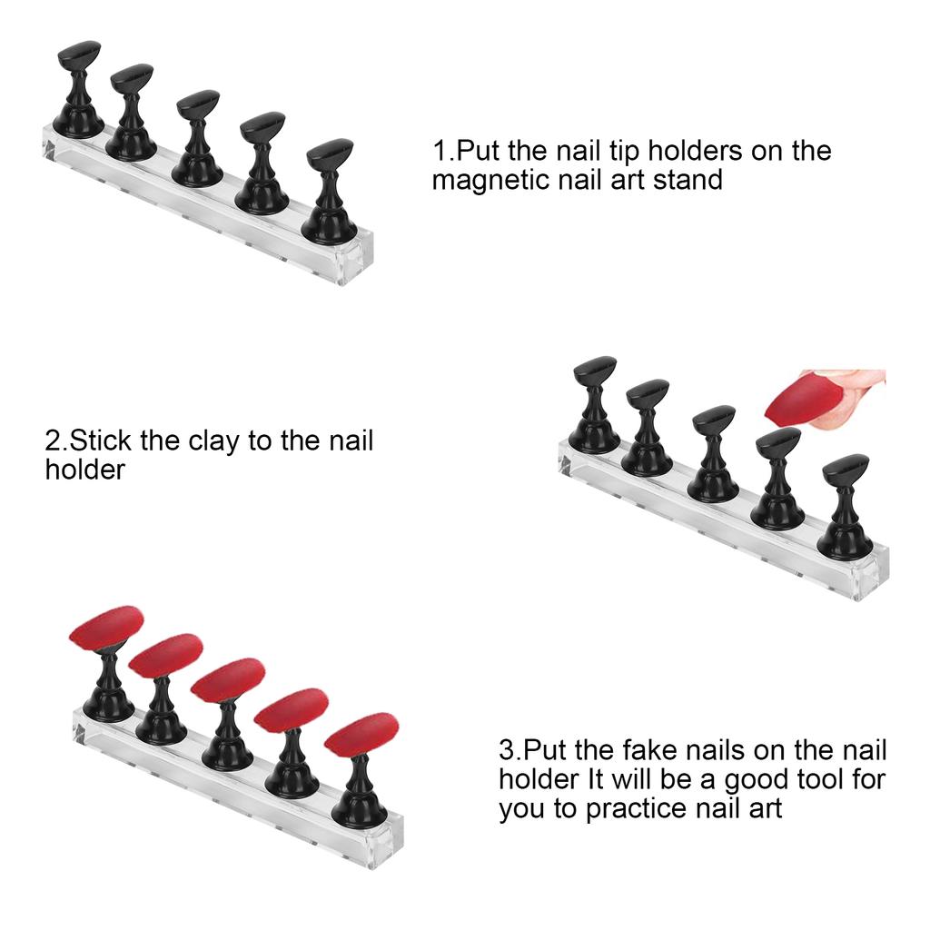 Nail Art Display Practice Stand Magnetic Nail Fingernail Tip Holder Manicure Set Tool