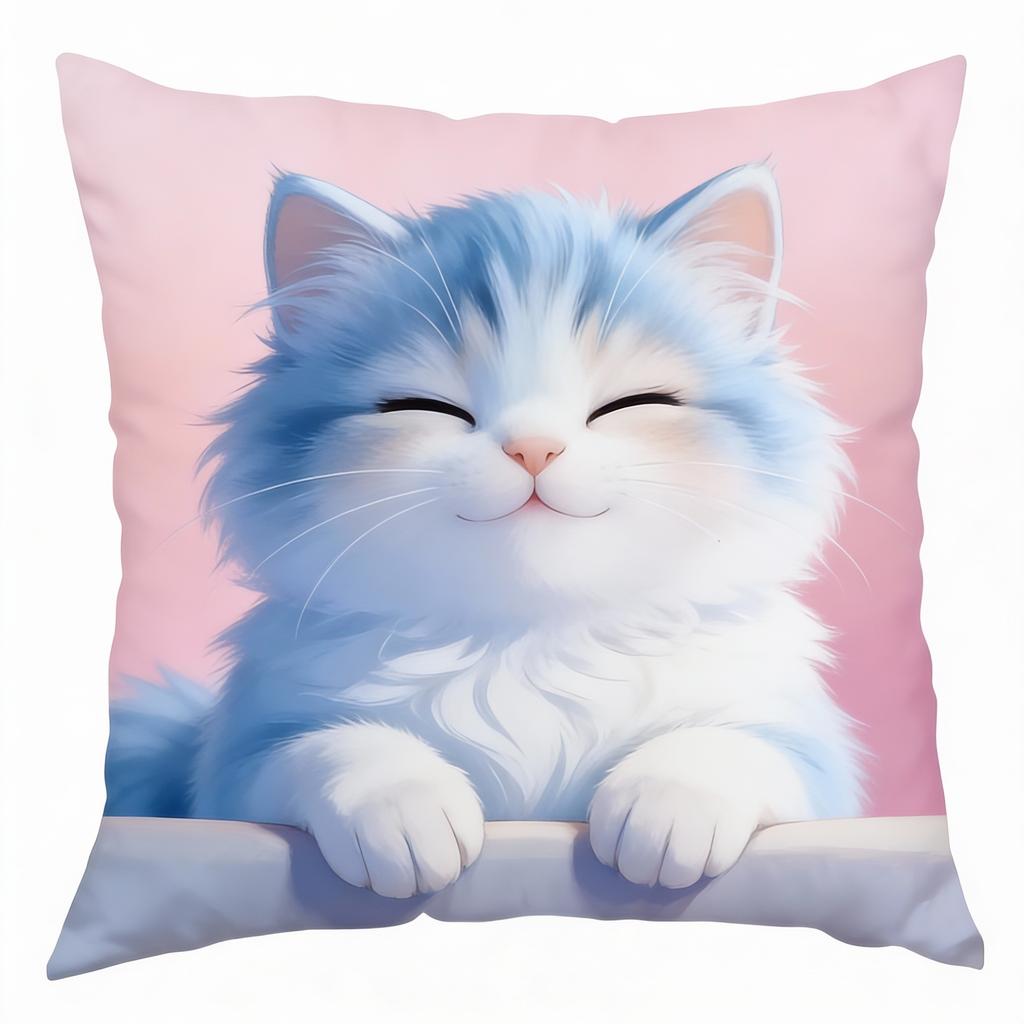Adorable Kitten With Big Eyes Print Pillowcase - Home Decor, Perfect For Living Room And Bedroom, Ideal Gift For Cat Lovers