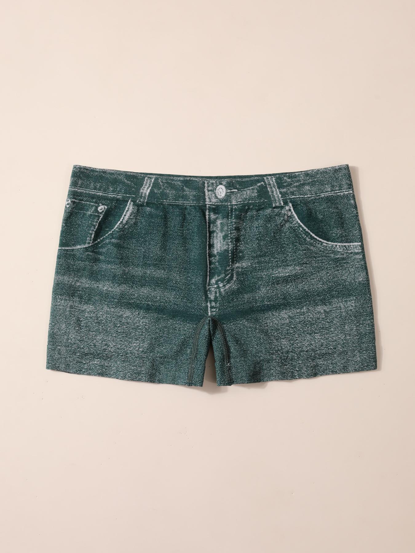 

Women s seamless imitation denim bottoming inner and outer underwear high elastic breathable mid-waist boxers xxl( 85-92.5kg ) темно-зелений колір