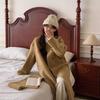 Loose version H version with scarf Loose double-sided wool coat, long thickened warm simple woolen coat