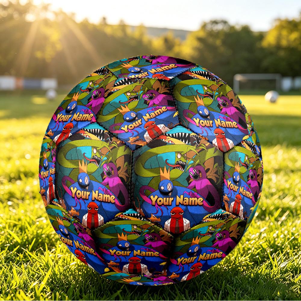 Custom Name Text Size 5 Football,Rainbow Friends Standard Training Soccer Ball