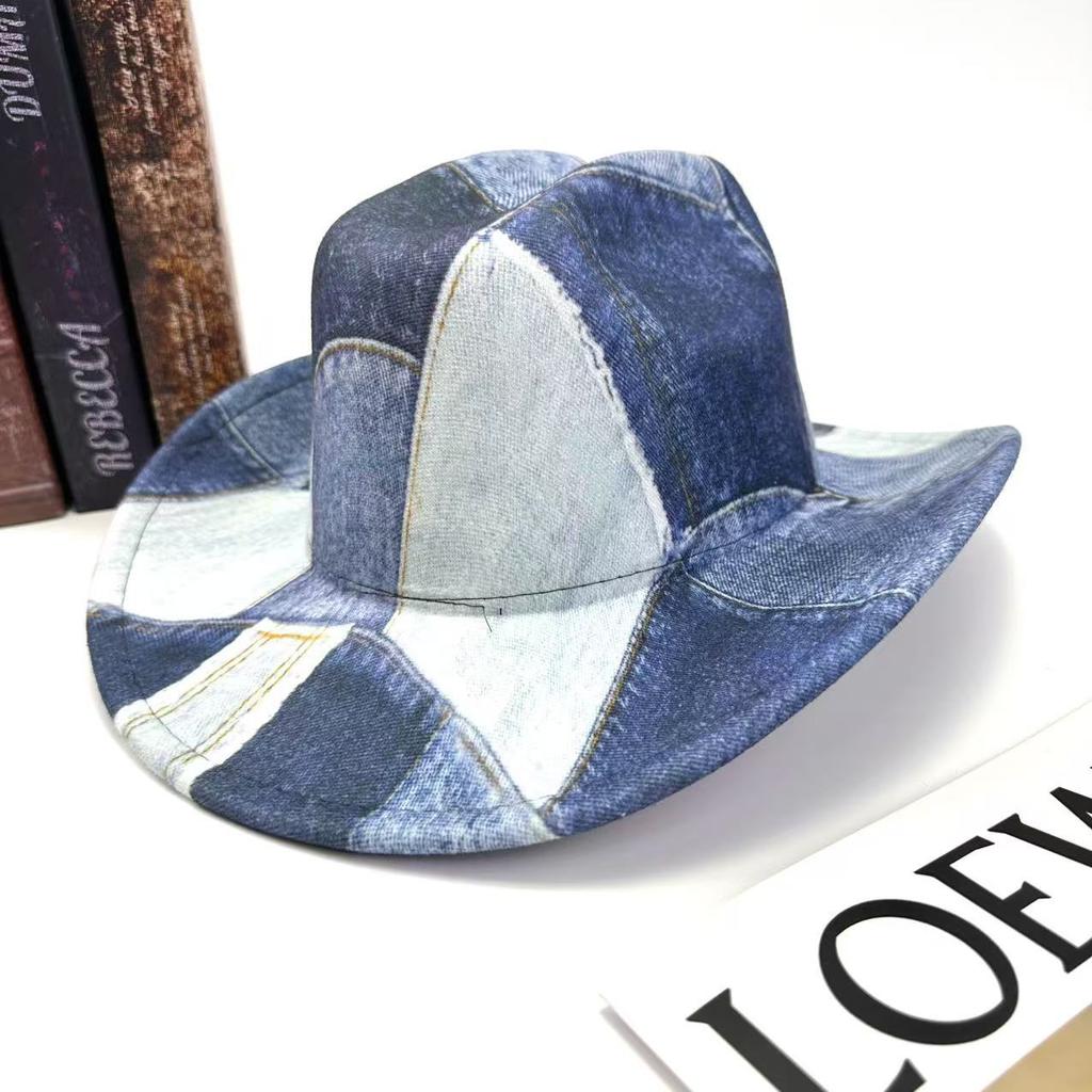 Mountaineering Top Hat Western Cowboy Hat Retro Retro Color Matching One-Word Jazz Hat