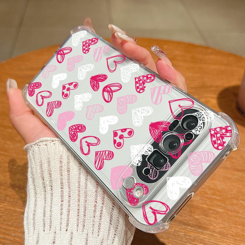 Love Heart Printed TPU Phone Case For Google Pixel 9 Pro Pixel 9 Pro XL Soft Silicone Transparent Back Cover For Google Pixel 9A