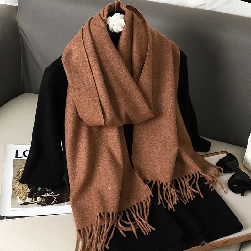 62Color Solid Women Winter Scarf Warm Thicken Cashmere Shawl Outdoor Fashion Luxury Tassels Pashmina Lady Wrap Windproof Scarves