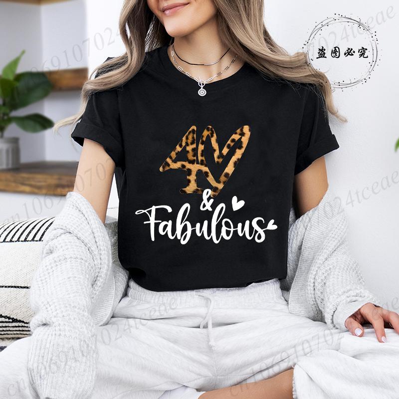 Unisex'S Casual T-Shirts It's My 40th Birthday Leopard Print T-Shirt Short Sleeve Top Casual Wear Birthday Party Graphic Tee Tops
