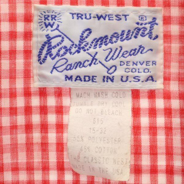 RockMount 70s Made in USA Vintage Gingham Check Pattern Long sleeve Western shirt Men's Used