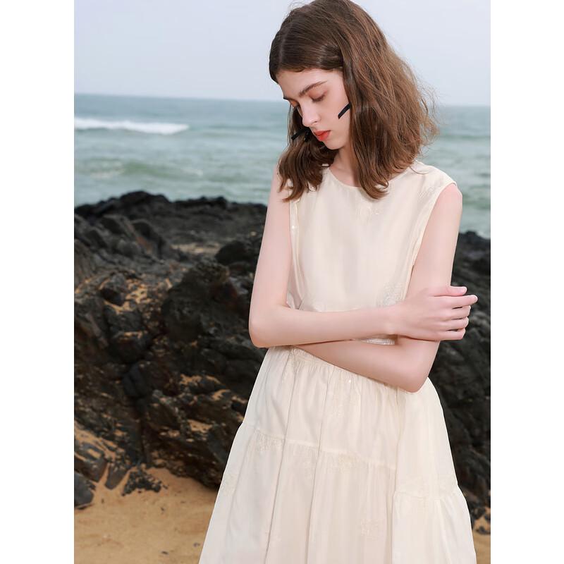 Sancai 2025 Summer Embroidered Lyocell Sleeveless Maxi Dress