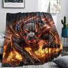 Flame Tiger Horse Dog Death Print Flannel Blanket,High Quality Comfortable for All Seasons,Home Decor,Warmth and Comfort,Perfect for Christmas Gifts