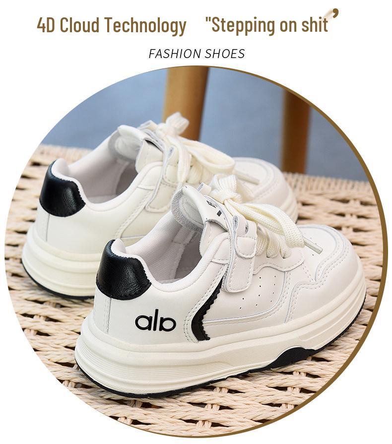 Children's Versatile Velcro Skate Shoes - Soft Sole, Fashionable, for Boys & Girls, White, Spring/Autumn 2026