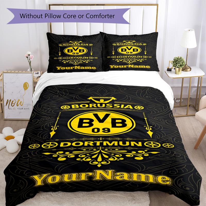 Borussia Dortmund Customize Your Name Bedding Set Breathable Duvet Cover with Pillowcases Home Decoration Birthday Gift