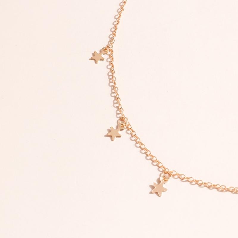 Star Necklace Pendant Chain Necklace Star Pendant Collar Clavicle Star Pendant Necklace Alloy Material for Women Girls