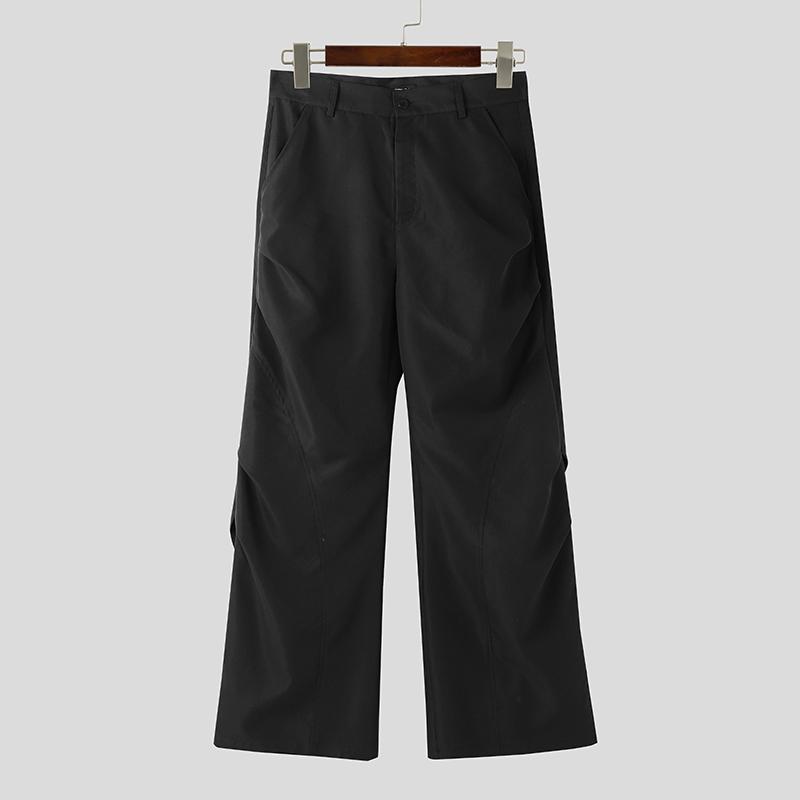 

INCERUN Men Zip-up Pockets Flare Pants Casual Long Trousers S