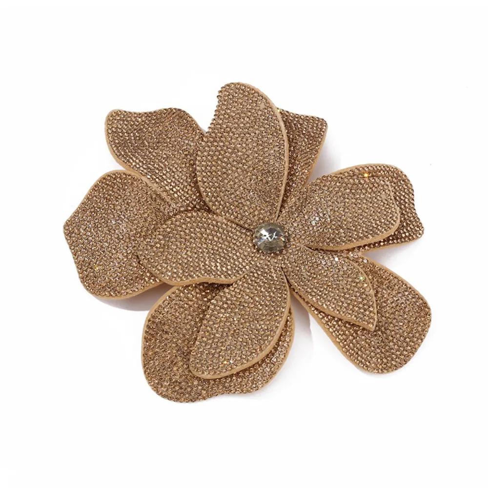 Three-dimensional Rhinestone Flower Patches Sparkling DIY Craft Sewing Supplies Sew-On Applique Embellishment