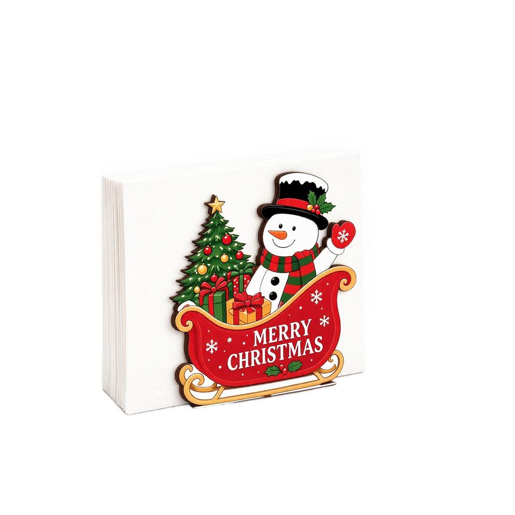 Christmas Wooden Napkin Holder, Tabletop Tissue Storage Box, Decorative for Dining Table, Party, Kitchen, Coffee Corner