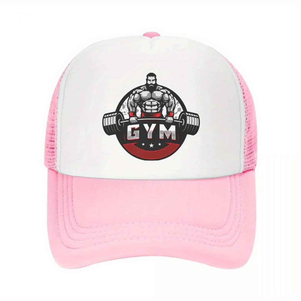 Bodybuilding Gym Graphic Trucker Hat Weightlifting Fitness Baseball Cap Adjustable Snapback Mesh Hat for Men