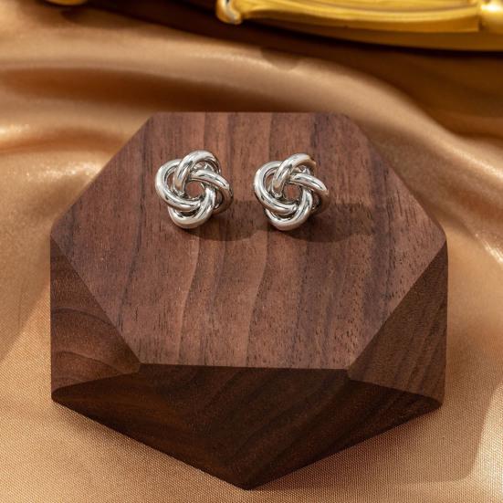 1 Pair Knot Earrings for Women, Hypoallergenic Small Stud Earrings, Woven Ball Knotted Statement Jewelry