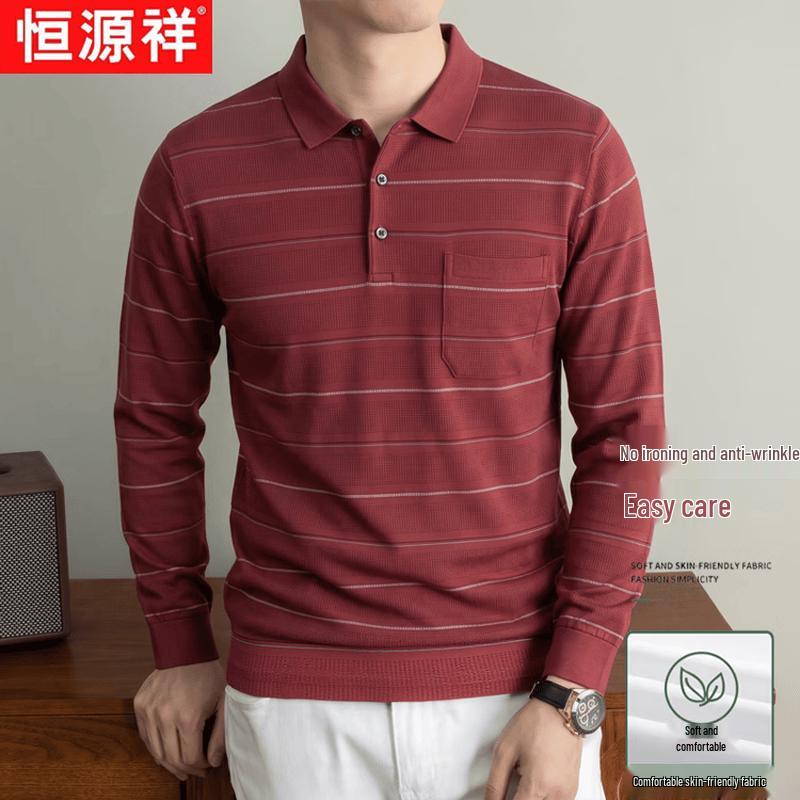 Hengyuanxiang Men's Autumn/Winter Long Sleeve Pocket Polo Shirt