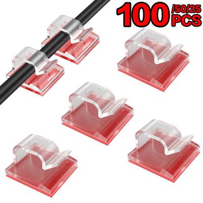 25/50/100PCS Cable Clips Self Adhesive Cord Management Black Wire Holder Organizer Clamp Self-adhesive Car Wire Clip Accessories