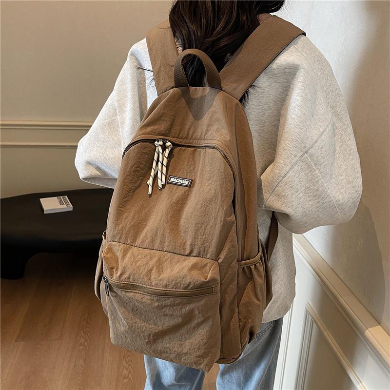 Schoolbag Canvas Backpack Female Large Capacity Casual Versatile Student Class School Bag Campus Wind Mountaineering Lightweight Travel Backpack