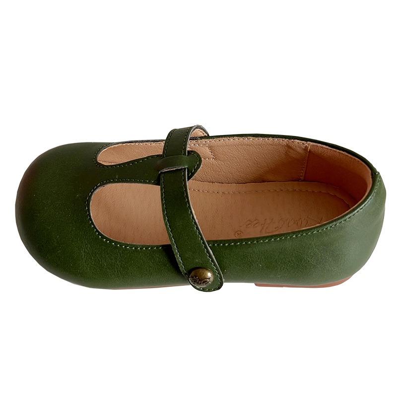 Children Spring/autumn New Girls Foreign Style All Vintage Leather Shoe Grandma Shallow Mouth Mary Jane Shoes Zapatos para niñas