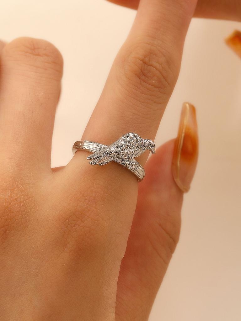 Hummingbird & Flower Open Ring Collection, Gold/Silver Tone Adjustable Gemstone Bird Rings for Women