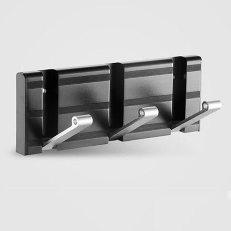 Invisible Folding Wall Hook Black Sliver Gold Aluminum Hallway Bathroom Lavatory Door Clothes Towel Storage  1 2 3 4 5 6 Hooks