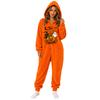 Women's Flannel One-Piece Jumpsuit with Halloween Print for and Costume Wear