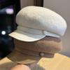 New High End Wool Octagonal Hat for Women In Autumn and Winter Woolen Beret Hat Retro Versatile Newsboy Hat