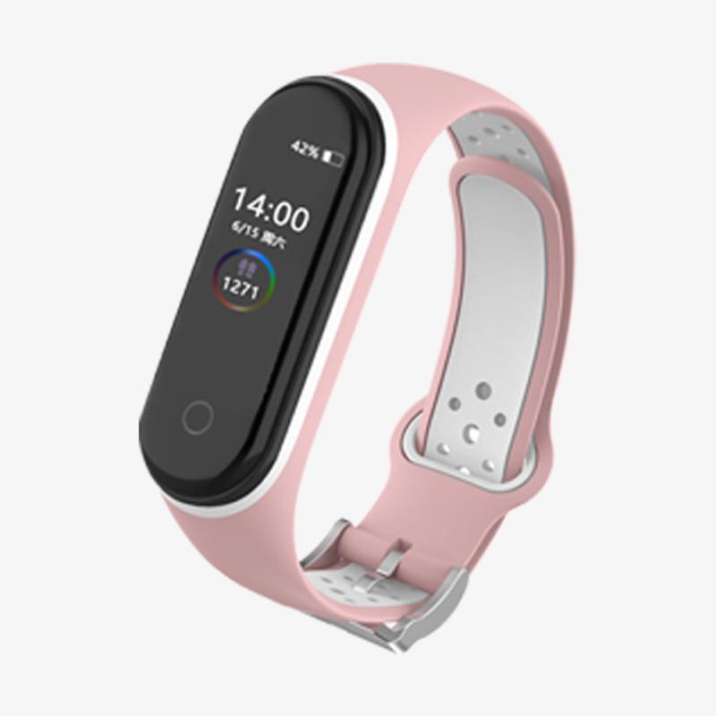Çift Renkli Yuvarlak Delikli Watch Band Tokalı Bilek Kayışı XIAOMI MI Band için Yedek Bileklik