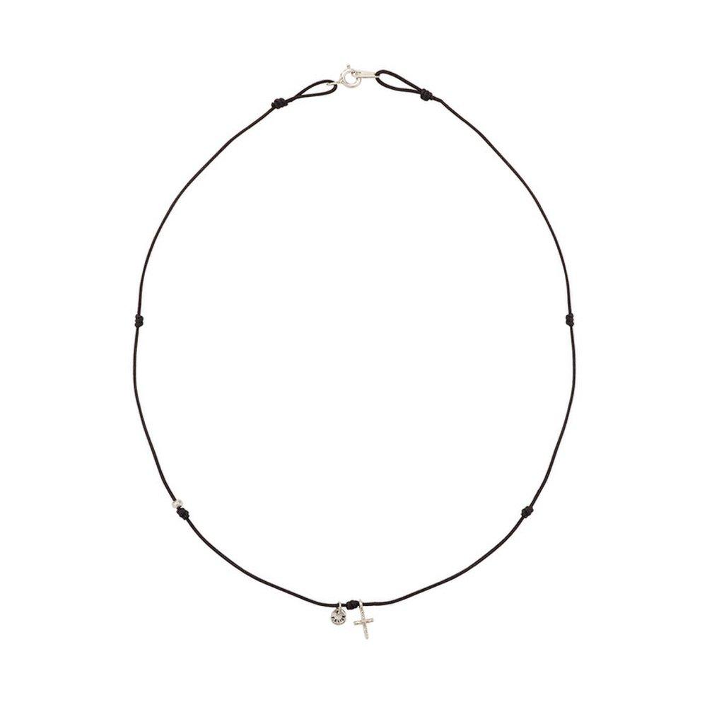 The Cross Black Silk Necklace