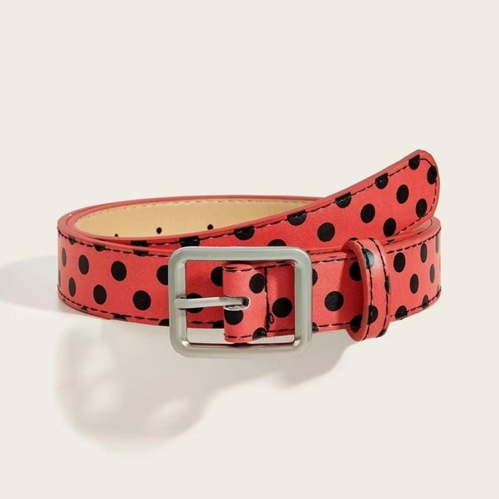 Fashion Vintage Polk Dot Women Belts Y2K Girls Pin Buckle Belt Waistband Jeans Belts PU Leather Waist Strap Gift